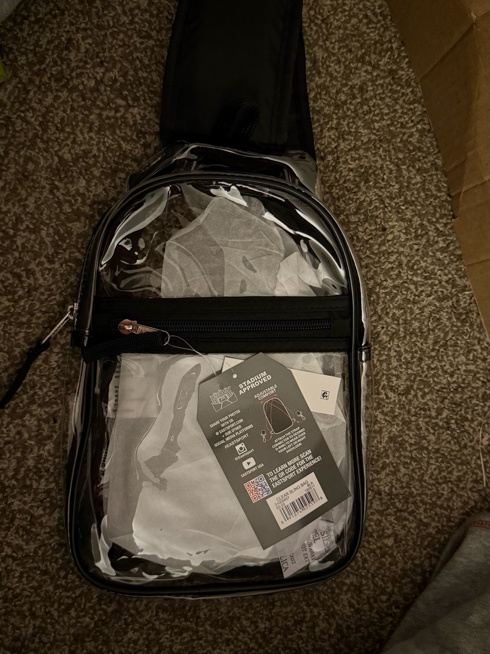 Clear Black Stadium approved Sling Bag - Transparent Front